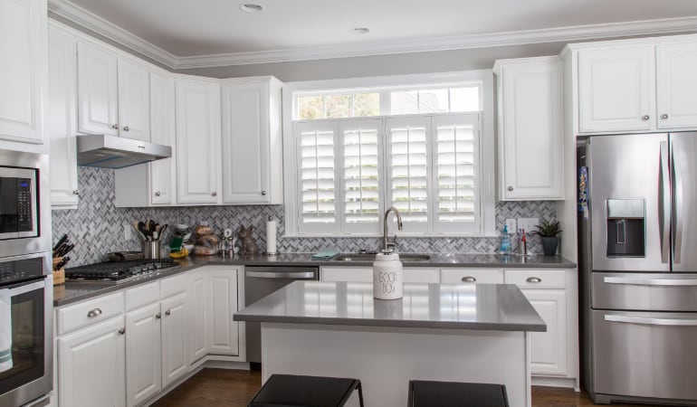 Polywood shutters in a Gainesville gourmet kitchen.
